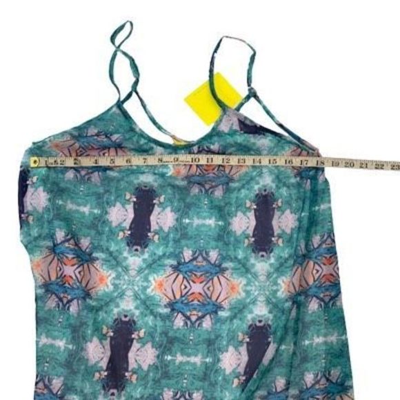 NWT Aaron Ashe Women’s M Green Polyester Abstract Print Sleeveless Maxi Dress - Picture 8 of 11